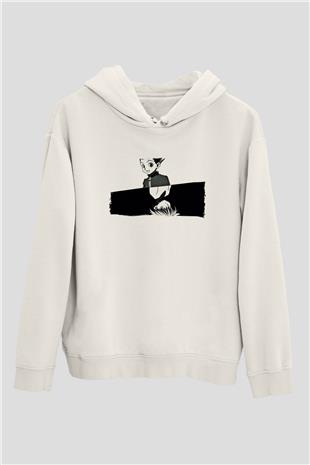 Hunter X Hunter Baskılı Beyaz Unisex Hoodie
