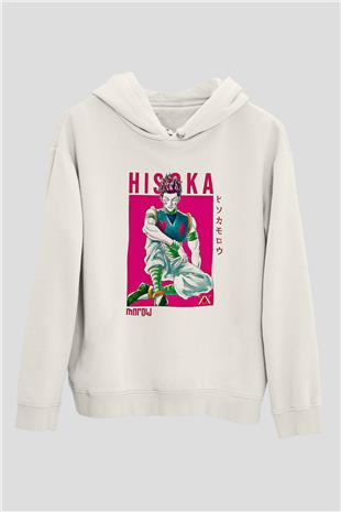 Hunter X Hunter Baskılı Beyaz Unisex Hoodie