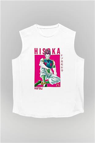 Hunter X Hunter Baskılı Beyaz Unisex Kolsuz Tişört - Tshirt