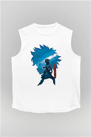 Hunter X Hunter Baskılı Beyaz Unisex Kolsuz Tişört - Tshirt