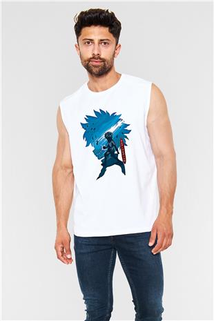 Hunter X Hunter Baskılı Beyaz Unisex Kolsuz Tişört - Tshirt
