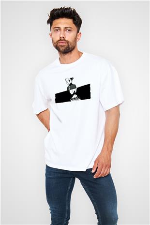 Hunter X Hunter Baskılı Beyaz Unisex Oversize Tişört - Tshirt
