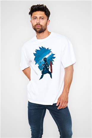 Hunter X Hunter Baskılı Beyaz Unisex Oversize Tişört - Tshirt