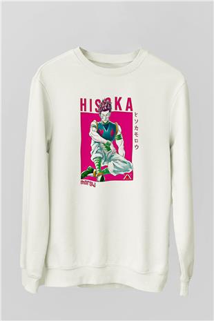 Hunter X Hunter Baskılı Beyaz Unisex Sweatshirt