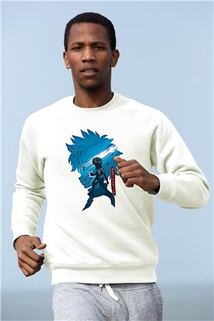 Hunter X Hunter Baskılı Beyaz Unisex Sweatshirt