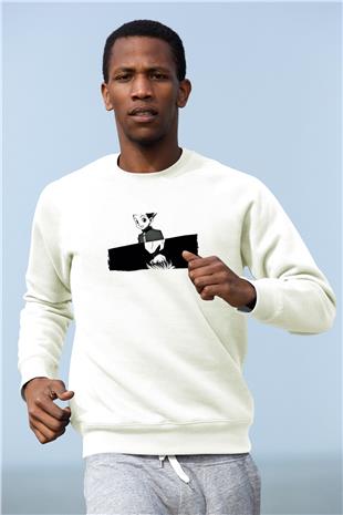 Hunter X Hunter Baskılı Beyaz Unisex Sweatshirt