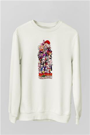 Hunter X Hunter Baskılı Beyaz Unisex Sweatshirt