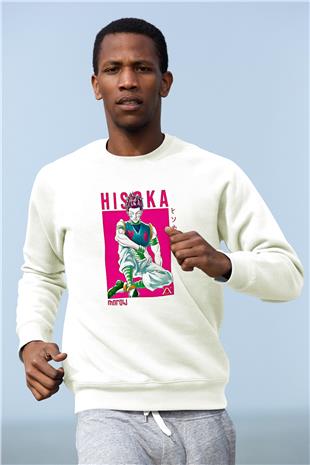 Hunter X Hunter Baskılı Beyaz Unisex Sweatshirt