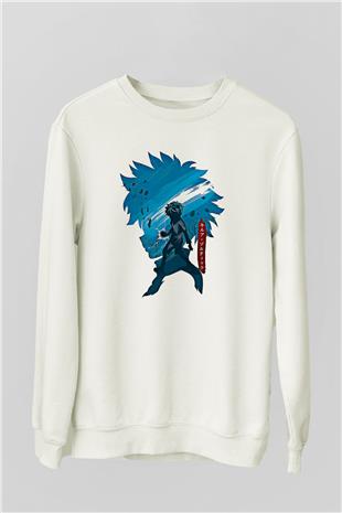 Hunter X Hunter Baskılı Beyaz Unisex Sweatshirt