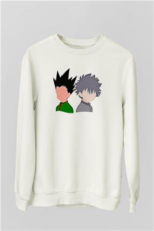 Hunter X Hunter Baskılı Beyaz Unisex Sweatshirt