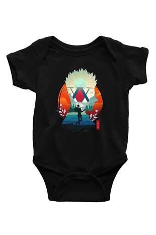 Hunter X Hunter Baskılı Unisex Siyah Bebek Body - Zıbın