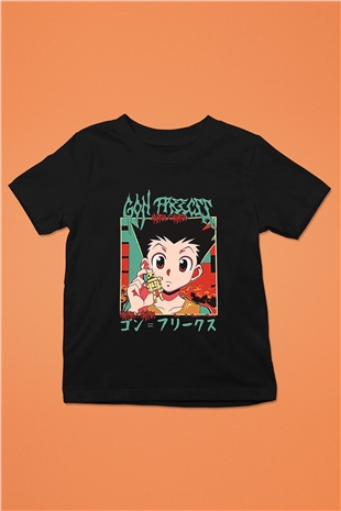 Hunter X Hunter Baskılı Unisex Siyah Çocuk Tişört - Tshirt