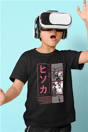 Hunter X Hunter Baskılı Unisex Siyah Çocuk Tişört - Tshirt