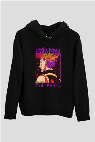 Hunter X Hunter Baskılı Unisex Siyah Hoodie