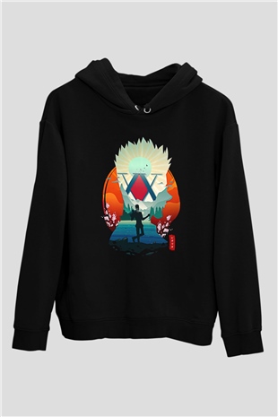 Hunter X Hunter Baskılı Unisex Siyah Hoodie