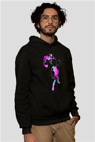 Hunter X Hunter Baskılı Unisex Siyah Hoodie