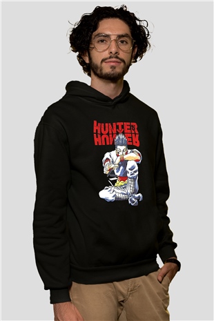 Hunter X Hunter Baskılı Unisex Siyah Hoodie