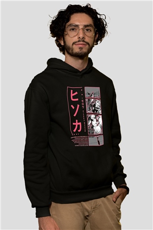 Hunter X Hunter Baskılı Unisex Siyah Hoodie