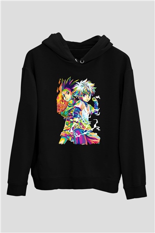 Hunter X Hunter Baskılı Unisex Siyah Hoodie