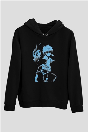 Hunter X Hunter Baskılı Unisex Siyah Hoodie