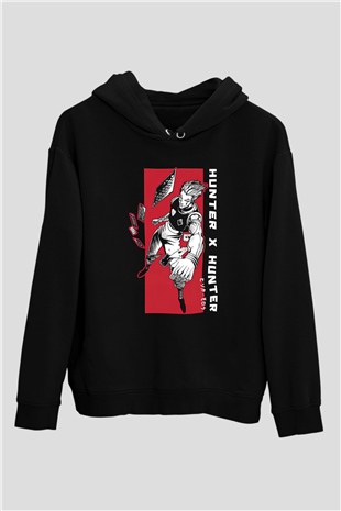 Hunter X Hunter Baskılı Unisex Siyah Hoodie