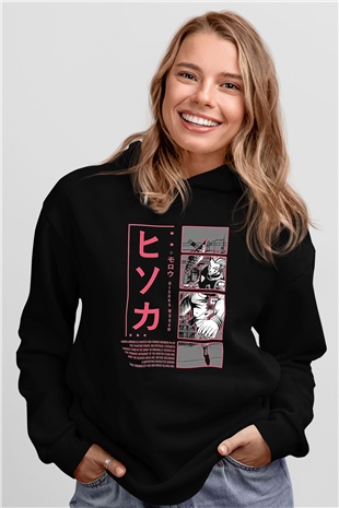 Hunter X Hunter Baskılı Unisex Siyah Hoodie