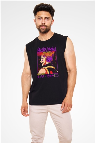 Hunter X Hunter Baskılı Unisex Siyah Kolsuz Tişört - Tshirt