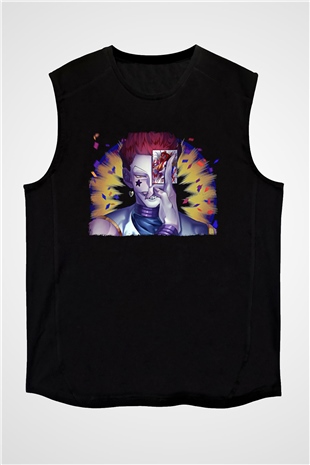 Hunter X Hunter Baskılı Unisex Siyah Kolsuz Tişört - Tshirt