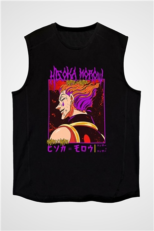 Hunter X Hunter Baskılı Unisex Siyah Kolsuz Tişört - Tshirt