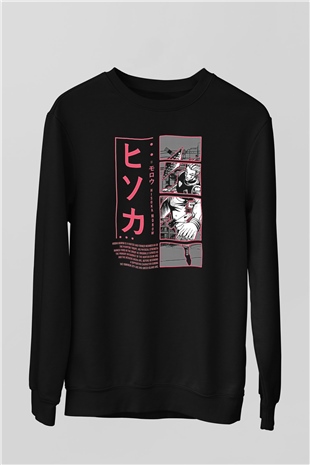 Hunter X Hunter Baskılı Unisex Siyah Sweatshirt