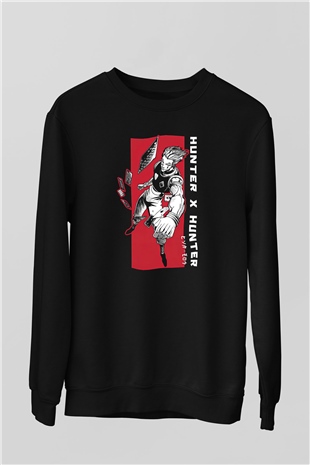 Hunter X Hunter Baskılı Unisex Siyah Sweatshirt