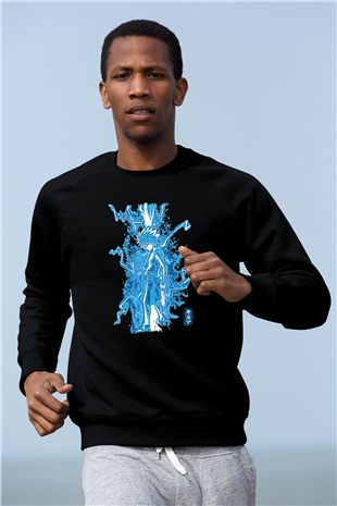 Hunter X Hunter Baskılı Unisex Siyah Sweatshirt