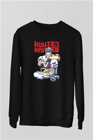 Hunter X Hunter Baskılı Unisex Siyah Sweatshirt