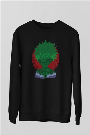 Hunter X Hunter Baskılı Unisex Siyah Sweatshirt