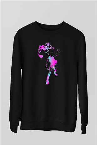 Hunter X Hunter Baskılı Unisex Siyah Sweatshirt