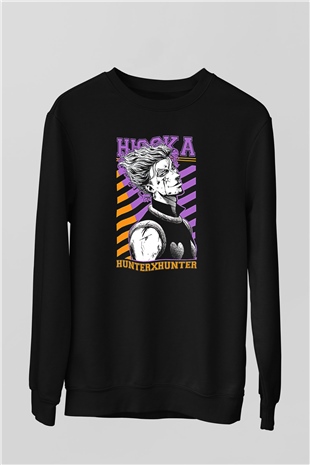 Hunter X Hunter Baskılı Unisex Siyah Sweatshirt
