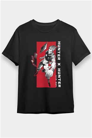 Hunter X Hunter Baskılı Unisex Siyah Tişört - Tshirt
