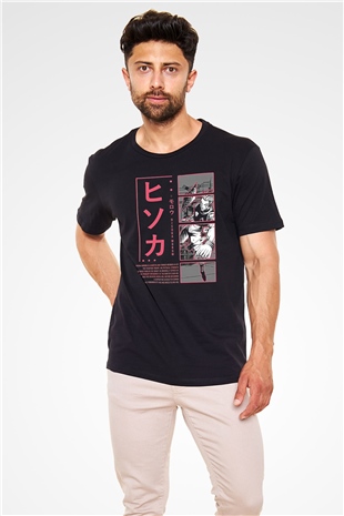 Hunter X Hunter Baskılı Unisex Siyah Tişört - Tshirt