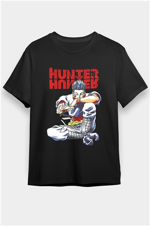 Hunter X Hunter Baskılı Unisex Siyah Tişört - Tshirt