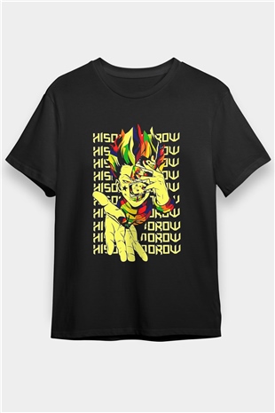 Hunter X Hunter Baskılı Unisex Siyah Tişört - Tshirt