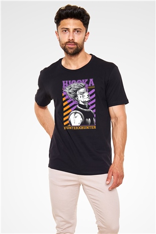 Hunter X Hunter Baskılı Unisex Siyah Tişört - Tshirt