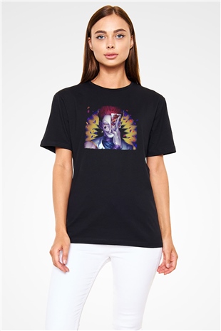 Hunter X Hunter Baskılı Unisex Siyah Tişört - Tshirt