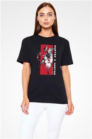 Hunter X Hunter Baskılı Unisex Siyah Tişört - Tshirt