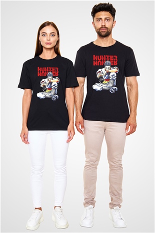 Hunter X Hunter Baskılı Unisex Siyah Tişört - Tshirt