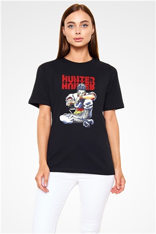 Hunter X Hunter Baskılı Unisex Siyah Tişört - Tshirt