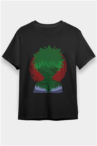 Hunter X Hunter Baskılı Unisex Siyah Tişört - Tshirt