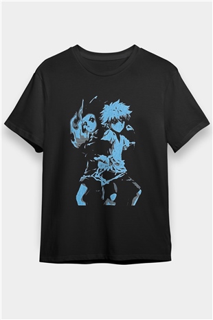 Hunter X Hunter Baskılı Unisex Siyah Tişört - Tshirt
