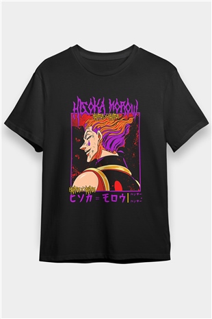 Hunter X Hunter Baskılı Unisex Siyah Tişört - Tshirt