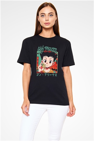 Hunter X Hunter Baskılı Unisex Siyah Tişört - Tshirt