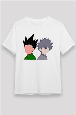 Hunter X Hunter Unisex Baskılı Beyaz Tişört - Tshirt